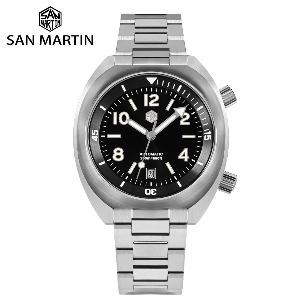 San Martin Новые 42 мм часы YN55 Diver с Двунаправленным поворотным Кольцом, Модный Спортивный стиль, Автоматический механический Свет 20 Бар