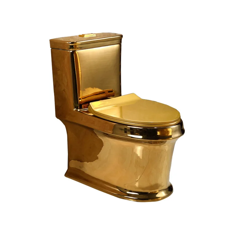 Бытовой Золотой Унитаз Экспорт Туалетного цвета Местный Роскошный Золотой Унитаз Персонализированный Туалет KTV Hotel Color Gold Sit Туалет