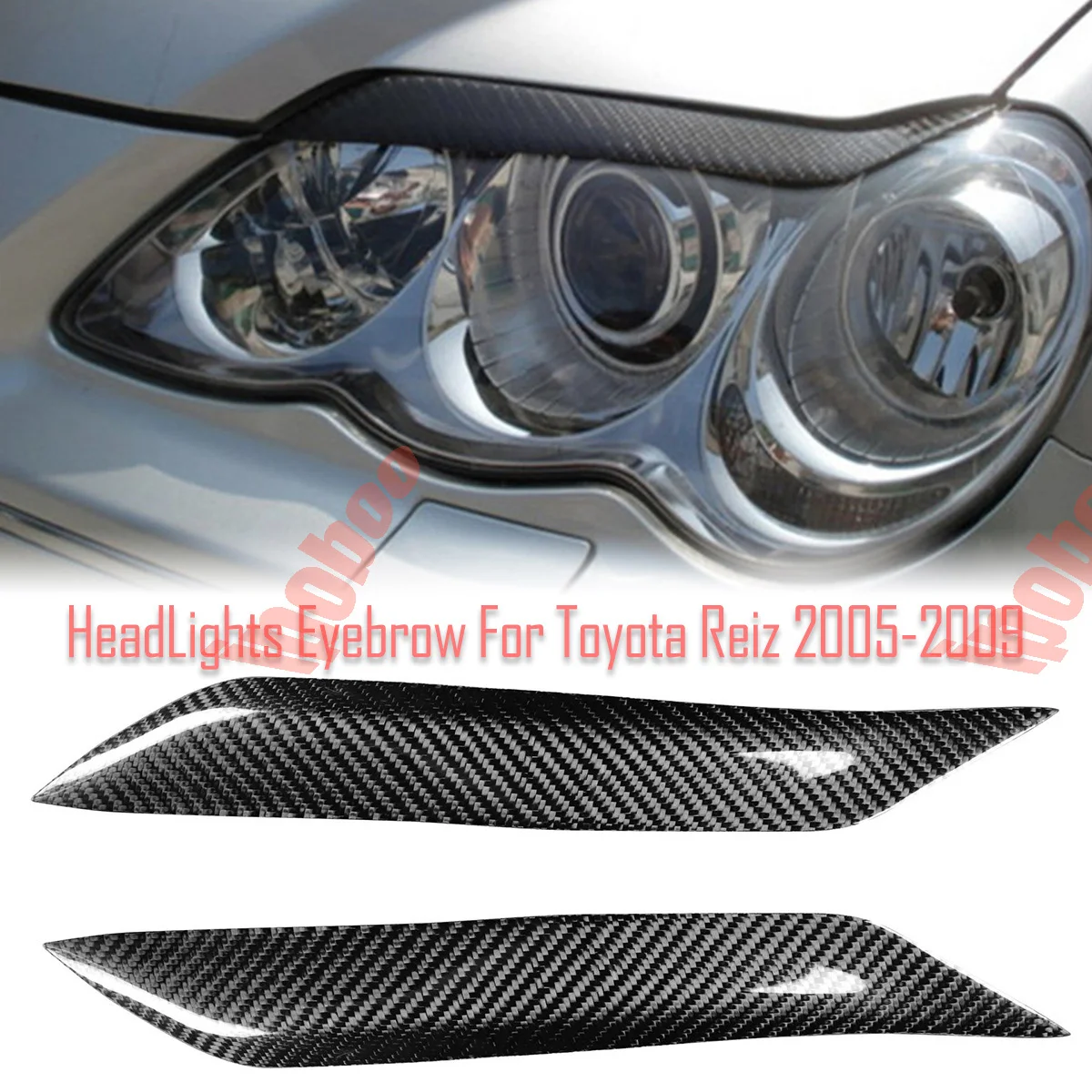 Высококачественное настоящее углеродное волокно + FRP, крышка фары, брови, накладка на Веко, наклейки, наклейки для Toyota Reiz 2005-2009