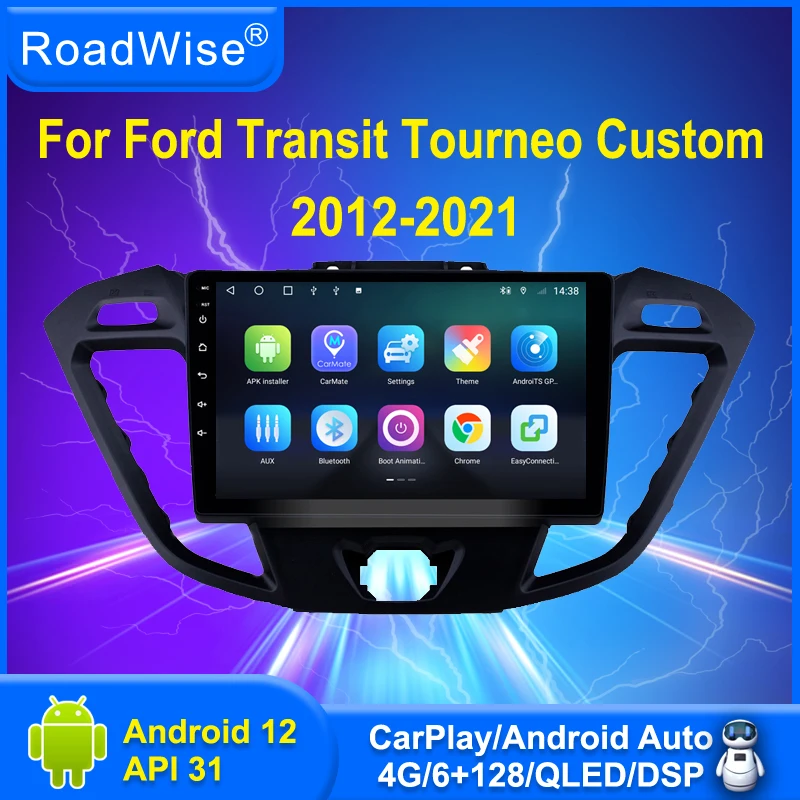 Дорожный Android 12 Автомобильный Радиоприемник мультимедиа Carplay Для Ford Transit Tourneo Custom 2012 - 2019 2020 2021 4G DVD GPS 2din Авторадио