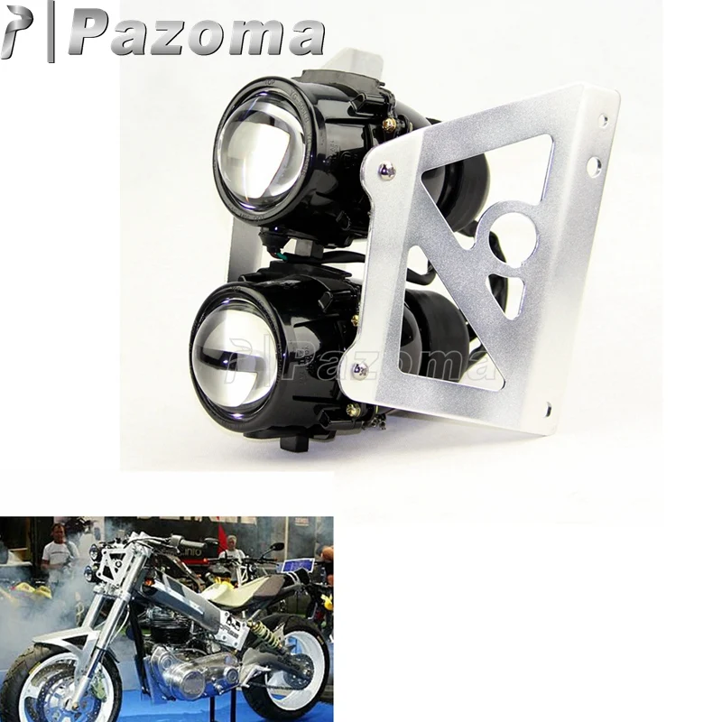 Мотоциклетные фары с двумя проекторами, уличные велосипеды, двойная фара головного света для Suzuki Yamaha Honda Kawasaki Sachs KIKASS