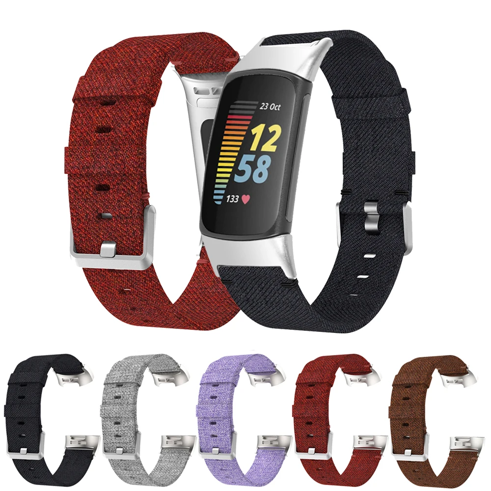 Тканый Холщовый Ремешок Для Спортивных часов Fitbit Charge 5 Band Pulseira Smartwatch correa reloj inteligente Аксессуары Smartwatch Новый