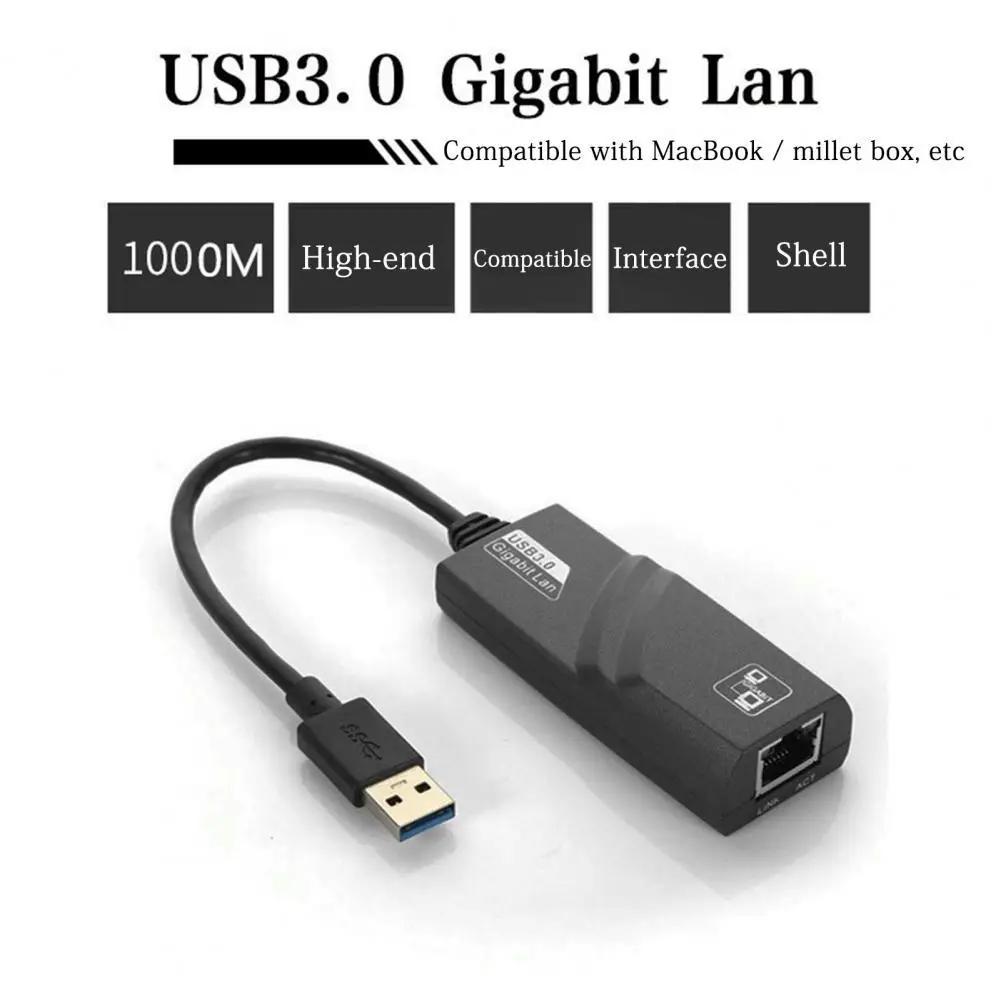 Ethernet адаптер Высокоскоростной Plug Play ABS USB 3.0 для RJ-45 1G Гигабитная сетевая карта для компьютера